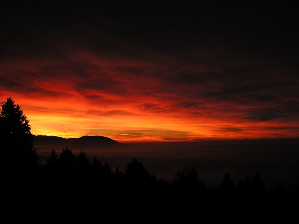 silhouette, landscape, dawn, dusk, sunrise, sunset, dark, nature, countryside, sunset, dark, dark, dark, dark, dark